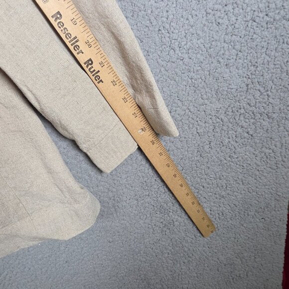 Zara Blazer Womens Size XL Beige Linen Blend Oversized Long Length Chic Office - Picture 9 of 12